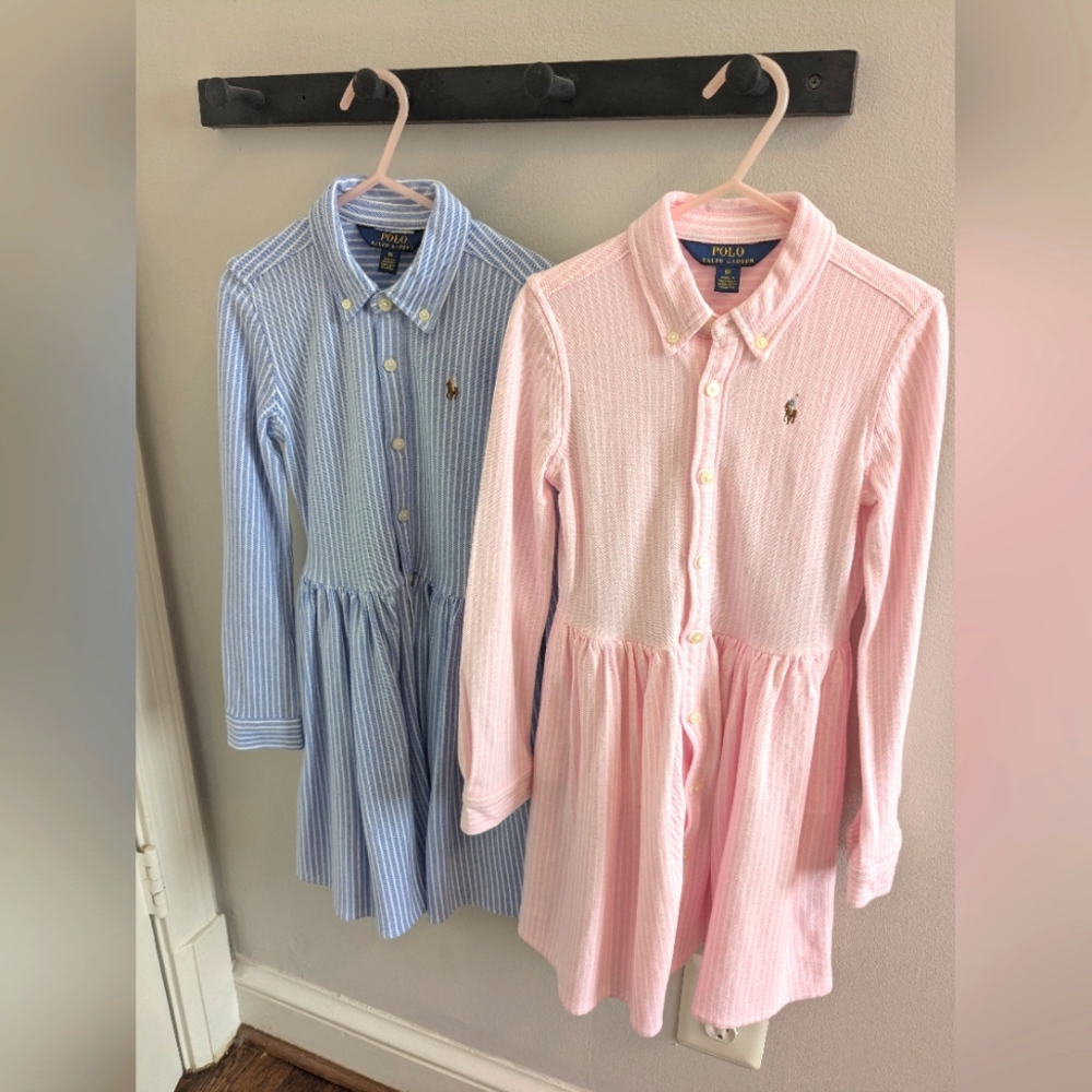 Polo by Ralph Lauren Blue Striped Shirt Dresses